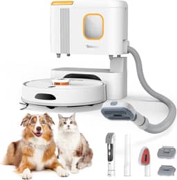 Teendow Aspirador e esfregão robô D20S Max+, sucção 6000Pa para pelos de animais de estimação, com base autoesvaziadora e peças de cuidados para animais de estimação, 10 semanas de limpeza mãos-livres