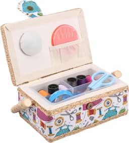 XYDHQS Caixa de costura, cesta de costura de grande capacidade, caixa de armazenamento portátil, à prova de poeira, acessórios para economia de espaço, bandeja com alfinete, bolso para agulhas, fita