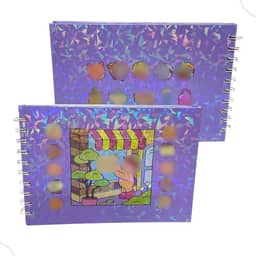 Livro de Colorir com 48 Folhas Papel Grosso Capa Dura Brilhante Holográfica vem com folha protetora de acetato (Roxo)