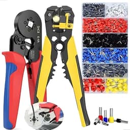 Kit Alicate De Crimpar + Alicate Desencapador 3 em 1 Com 1200 Terminais Ilhós, Kit Ferramentas Eletricista com Alicates, Corta Cabos, Descascador De Fios