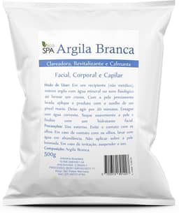 Argila Verde, Preta, Rosa, Branca, Amarela, Mascara Facial - Capilar 500g (BRANCA 500G)