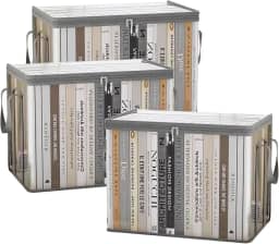 Kit com 3 Caixas Organizadoras com Tampa de Transparente, para Organização de Quarto, Closet, Brinquedos e Roupas