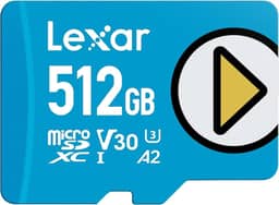 Lexar Cartão micro SD azul 512 GB, UHS-I, C10, U3, V30, A2, 4K, cartão de memória microSDXC de até 160 MB/s, armazenamento expandido para Nintendo Switch, dispositivos de jogos, smartphones, tablets