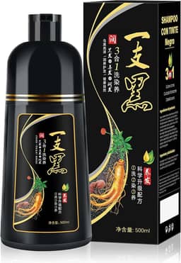 500ml Shampoo de Tintura 3 em 1 Preto Natural, Ingredientes a base de ervas para mulheres e homens, Tintura em minutos/semi-permanente
