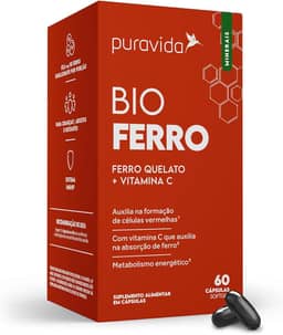 Puravida Vitaminas Bio Ferro Quelato Bisglicinato + Vitamina C 60 Cápsulas