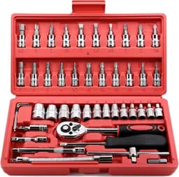 Kit Ferramentas 46 Peças com Catraca, Soquetes Allen Torx 1/4" e Extensão – Maleta Compacta Completa para Uso Profissional Automotivo e Doméstico