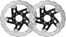 Rotor de freio a disco de 160 mm (flutuante) - Fibra de carbono e aço inoxidável usinado CNC - Dissipação de calor aprimorada para bicicleta de estrada/bicicleta/BMX (preto) 2 peças