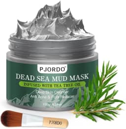Máscara de lama do Mar Morto com óleo de melaleuca para rosto e corpo, máscara facial de argila de limpeza profunda para acne, cravos, minimiza os poros, hidratante, cuidados naturais com a