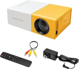 Mini Projetor Portátil 1080p LED com HDMI, USB e cabo AV (Audio e Vídeo) – Projetor para Filmes, Futebol e Séries, Faça cinema para festas em casa – Até 60' de Tela