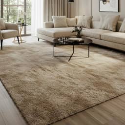 Tapete Peludo Felpudo 2,00 x 1,50m Antiderrapante para Sala Quarto Sofá Decoração Confortável Macio Shaggy Bege Moderno Tecido Aconchegante (Bege)