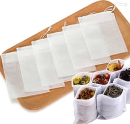 300 saquinhos de chá vazios para chá de folhas soltas, descartáveis, pequenos, materiais naturais seguros, biodegradáveis com cordão, infusor de chá a granel, sachês DIY, para chá solto, café, ervas