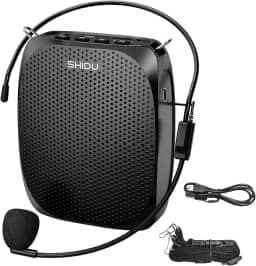 SHIDU Amplificador de voz portátil microfone pessoal fone de ouvido para falar sistema mini PA recarregável para professores guias turísticos treinadores sala de aula canto yoga fitness instrutores