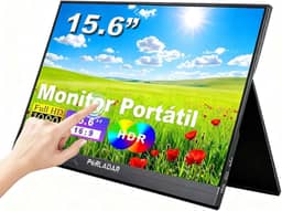Tocável Monitor Portátil Touchscreen 15,6'' FHD 1080P IPS Extensor De Tela Sensível Ao Toque Ultra com Alto-falantes e Capa Conectividade USB Tipo C HDMI para Laptop Notebook PC Celular Trabalho Jogos