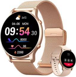 Smartwatch Feminino 1.32" Full Touch, IP68 à Prova d'Água, Ligações Bluetooth, 100+ Modos Esportivos, Notificações Inteligentes, Assistente de Voz, Compatível com iOS/Android, Inclui 2 Pulseiras, Ouro