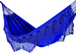 Rede De Descanso Luxo Dormir Balanço Casal Jeans Reforçada Grande 4.3 m x 1.5 m Até 250Kg - Ideal Para Camping, Praia, Acampamento, Jardim, Varando, Sítio, Chárcara, Apartamento, Viagem, Fazenda