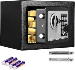 FINYQBET Cofre Eletrônico e de Segurança - Cofre Digital com Senha de 3-8 Dígitos, à Prova de Fogo e Água, Feito em Aço Reforçado, para Casa, Escritório, Hotel - Montagem em Parede ou Chão