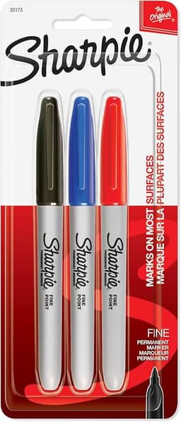 MARCADOR PERMANENTE SHARPIE FINA PT/AZ/VM BL C/3 un - 30173PP