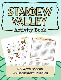 Best Stardew Valley Activity Book - 25 Word Search and 25 Crossword Puzzles - Perfect for Stardew Valley Fans - Makes a great gift