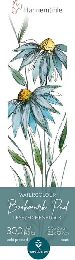 Aquarela Marca paginas 300 g/m², textura fina, 5,5x20cm, 15 fls