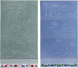 Kit 2 Toalhas Banho Infantil Criança Algodão Jacquard Menino Menina 1,20m X 0,70m (Menino)