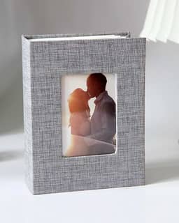 Álbum de fotos 10 x 15 com capa de linho, pequeno álbum de fotos para 100 fotos, álbum de fotos portátil para família, livro de fotos de férias (cinza)