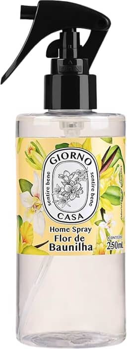 Sprays de Ambiente com Perfume (Aromatizador de Ambientes), Flor de Baunilha, Giorno Casa, 250 ml, Amarelo