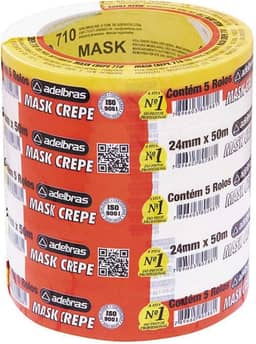 Fita Crepe, Adelbras 0615100019, Multicor, Pacote de 5