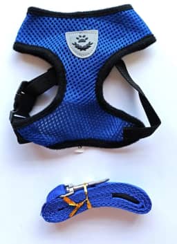 Coleira Peitoral para Cães e Gatos Ajustável Anti-Puxão com Tiras Reflexivas, Material Respirável e Confortável para Passeios Seguros - H2F STORE (Azul, P)