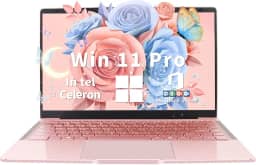 Laptop ouro rosa de 14 polegadas, Win 11 Pro (pré-instalado), processador Intel Quad-Core J4105, tela IPS FHD, 6 GB de RAM, SSD de 128 GB, notebook ultraleve para viagens, aulas online