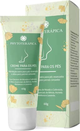 PHYTOTERAPICA - Creme de Hidratação para Pés e Pernas - Aromaterapia – Para pés ressecados e alívio para pernas cansadas, Refrescante – Wasabi e Calêndula - 60g