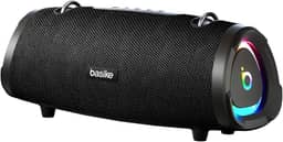 Basike Caixa de Som Bluetooth Portátil 100W RMS (Pico 160W), TWS Estéreo Hi-Fi, Bluetooth 5.3, Microfone, RGB, Modos EQ, IPX6, 12h de Bateria para Casa, Festa e Uso Externo – Preto