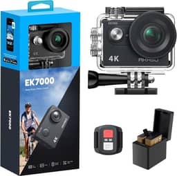AKASO Câmera de ação EK7000 4K30FPS 20MP Ultra HD câmera subaquática 170 graus grande angular 98FT à prova d'água suporta microfone externo