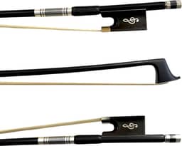 Arco Profissional Fibra de Carbono Liso Preto para Violino 4/4 - Talão Ébano Clave sol Crina Mongólia