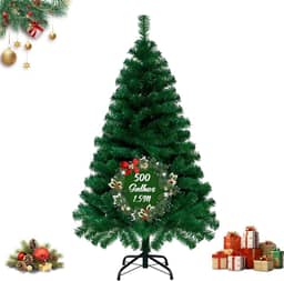 Árvore De Natal 1,50m Pinheiro Luxo 500 Galhos Cheia Resistente Pinheiro De Natal Tradicional Verde Premium Cheia — Realista e Elegante Natal Encantador Decoração de Casa