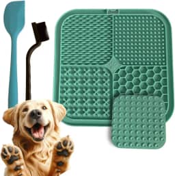 Tapete Silicone Pet Lambedor Para Cães Gatos com Ventosa - Lamber Interativo Inibidor de Ansiedade - ALVATEC ATC® (Verde)