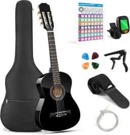 VEDO Violão Acústico para Iniciantes, Crianças e Adolescentes, 1/4 Tamanho Clássico com Cordas de Nylon, Inclui Poster de Acordes, Case, Afinador, Palhetas, Alça e Capotraste