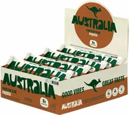 Australia Protein Slim Paçoca, Barra de Proteína com 8g de Proteína, Sem Adição de Açúcares, Sem Glúten, Display com 12 unidades