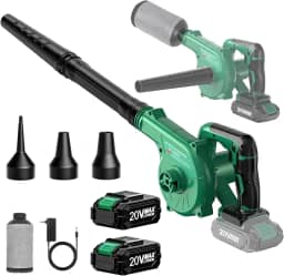 K I M O. Combo de aspirador de folhas sem fio, 3 bocais e 3 modos para inflação e esvaziamento, 20.000 RPM 150 MPH de alta velocidade, tubo estendido de 50 cm, pacote com 2 sopradores de folhas