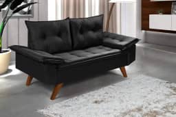 Sofa Bariloche 2 Lugares Pés em Madeira (Preto)