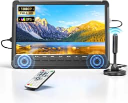 Desobry TV portátil pequena de 10,6 polegadas com antena destacável, mini TV 1080p com tela IPS, suporte para monitor IPS HDMI, USB, AV, sintonizador digital embutido, alto-falantes duplos