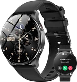 IOWODO W40 Smartwatch com Tela AMOLED 1.43" - Relógio Inteligente Bluetooth para Chamadas, 100+ Modos Esportivos, 2 Pulseiras (Preto) - Unissex