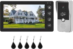 vídeo porteiro para casa, campainha externa com fio, tela LCD de 7 polegadas, desbloqueio RFID