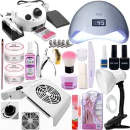 kit Unha de Gel Acrigel Completo Sugador Coletor Com Regulador Lixadeira Elétrica Luminaria