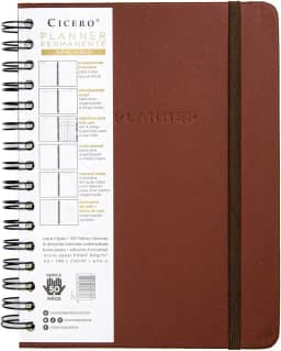 Cicero Planner Permanente Wire-o Clássica Semanal Notas A5, Marrom, 8866