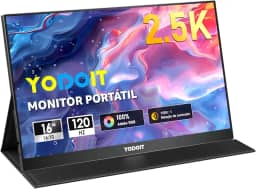Yodoit Monitor Portátil 16" 2.5K QHD 120 Hz Tela IPS 2560x1600 16:10 com Porta USB Tipo C HDMI com Monitor de Capa Inteligente Compatível com Laptop, PC, MacBook, Xbox, PS5, Phone