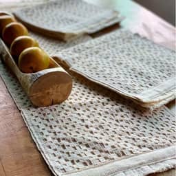 Jogos Americanos Sofisticados e Caminho de Mesa em Algodão Macramê Mesa Posta Decoração, Cor Cru