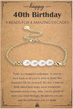 Happy 30/40/50/60th Birthday Gifts for Women Pearl Charm Bracelet 30/40/50/60 anos presente de aniversário para mulheres