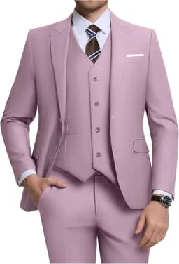 Holivyer Conjunto de terno masculino de 3 peças, blazer de dois botões, jaqueta sólida, colete e calça de casamento