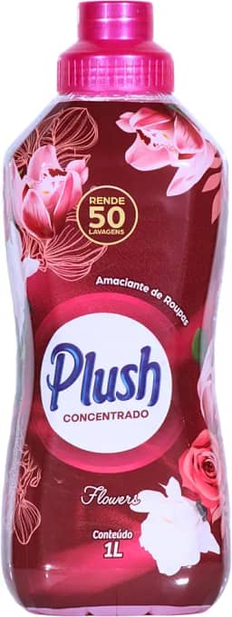 Plush, Amaciante de roupas e tecidos, Concentrado, Aroma Flowers, 1 litro, Rosa