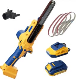 MaxMore Lixadeira de arquivo sem fio compatível com bateria DeWalt 20V MAX, ferramenta elétrica de lixadeira de cinto com 6 velocidades, cinto de 1/2 x 45.7 cm, bateria de 2 Ah e carregador, para